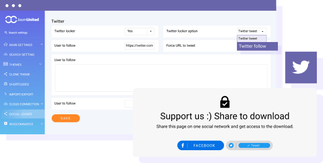 ट्विटर के पीछे फ़ाइल डाउनलोड लॉक करें: ट्वीट या फॉलो करें