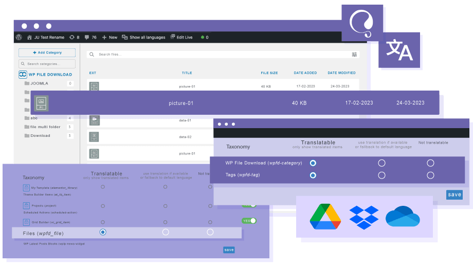 将 WPML 翻译与 WP File Download 文件管理器一起使用