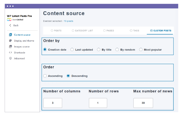 Блок останніх дописів DIVI з розширеними фільтрами