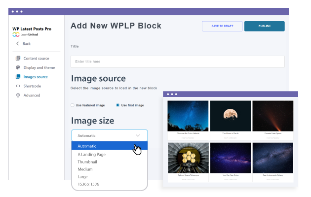 नवीनतम पोस्ट प्लगइन में छवि स्थिति