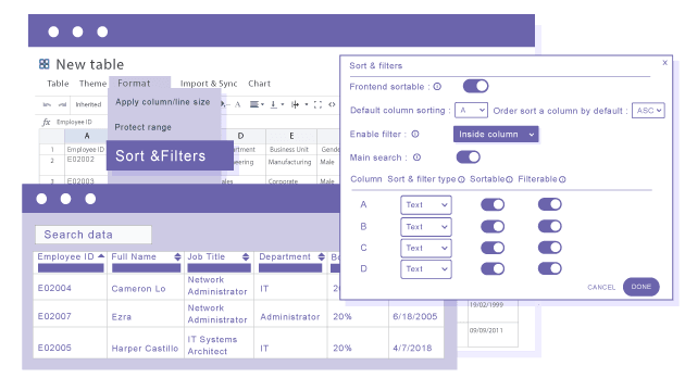 Εφαρμόστε μια προεπιλεγμένη ταξινόμηση δεδομένων στους πίνακές σας