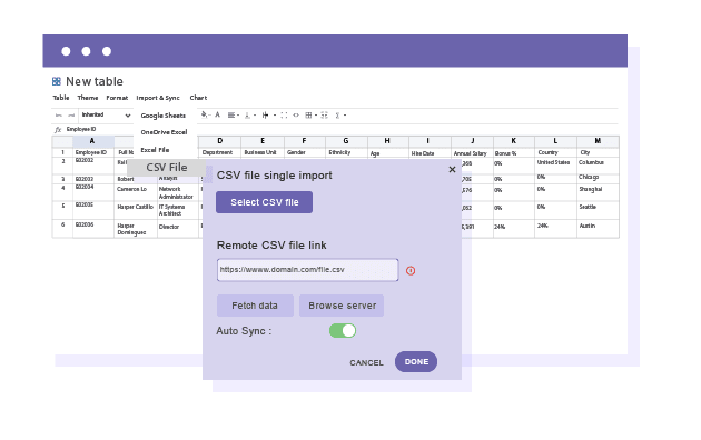 自动CSV表格同步