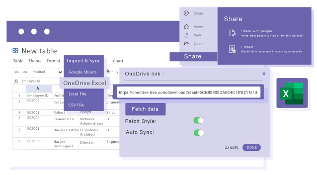 Importera Excel-data från Office 365 personliga och företags konto