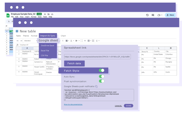 Εισαγωγή δεδομένων Φύλλων Google μόνο ή περιεχομένου και στυλ