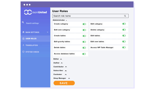 Upravitelné tabulky s vlastními oprávněními pro různé uživatele