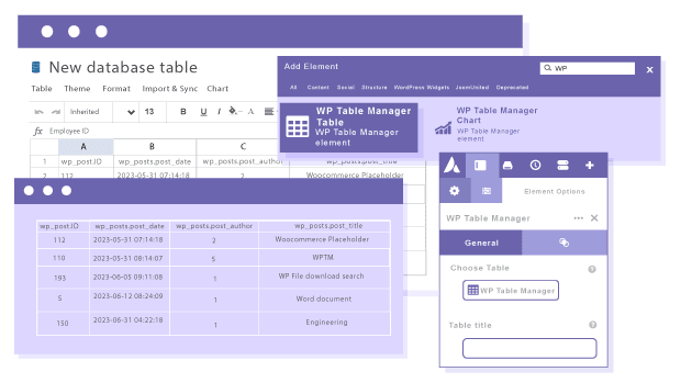 Προσθήκη πίνακα από τη βάση δεδομένων στο Avada