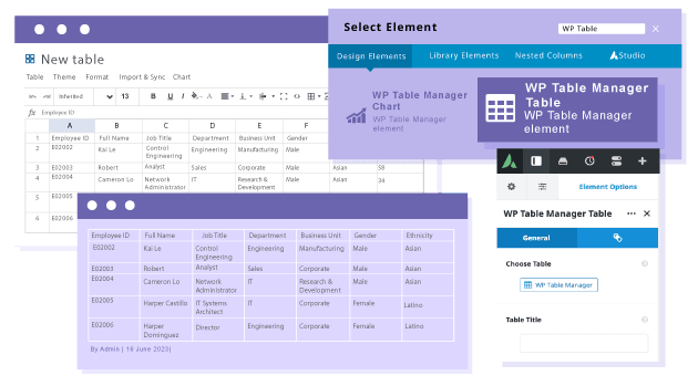 Φόρτωση και διαχείριση πινάκων HTML στο Avada Builder
