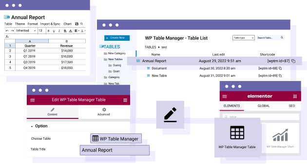 WP Table Manager ως πλήρης κατασκευαστής πινάκων για το Elementor