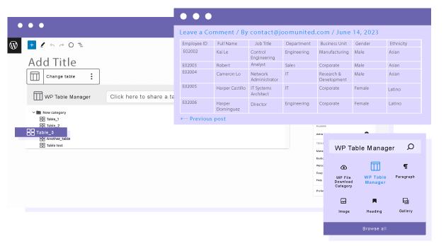 Χρησιμοποιήστε το μπλοκ Gutenberg πίνακα για να φορτώσετε τον πίνακα σας