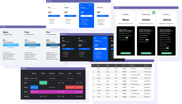 Θέματα και χρώματα για πίνακες Joomla