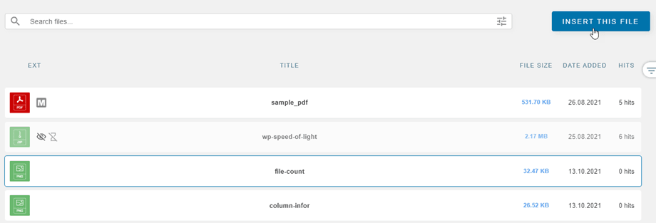 bouton d&#39;insertion de fichier