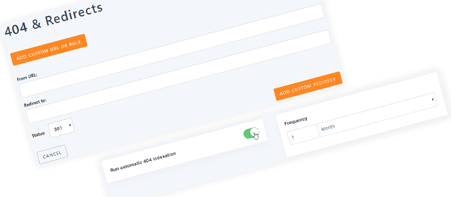 Automatiska index 404-fel och tillämpa omdirigeringsregler