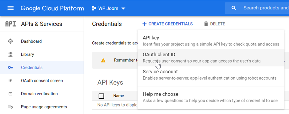 create-oauth-istemci