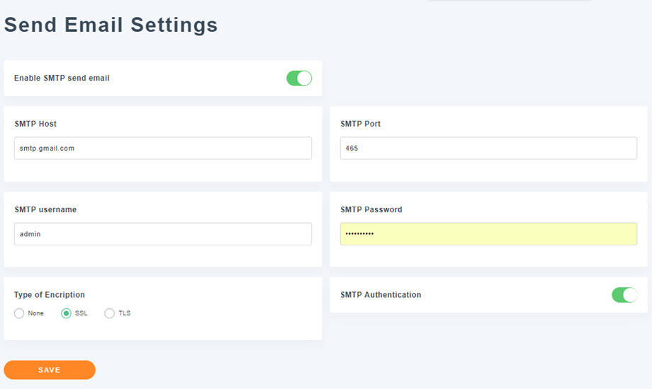 configuración de envío de correo