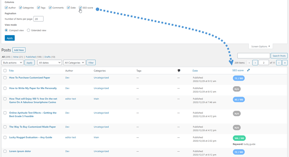 SEO-Score-Option