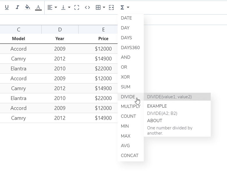 fonctions de calcul