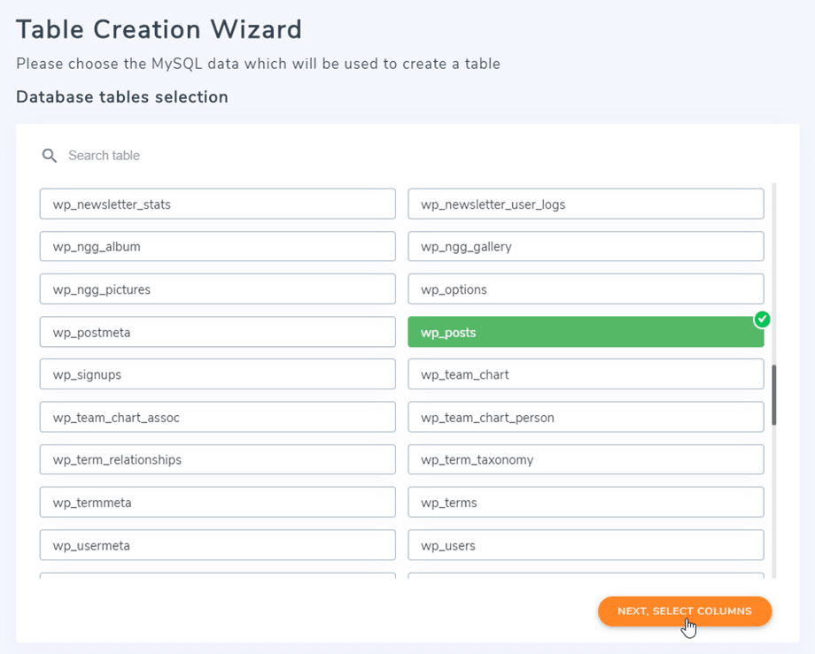 database-selection