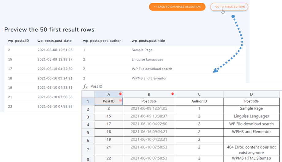 Datenbanktabellenoptionen