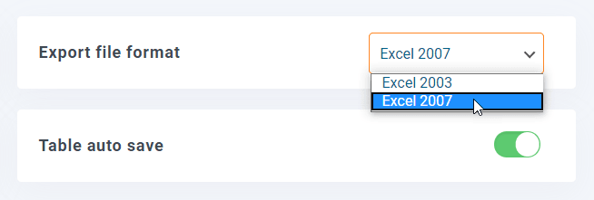 format d&#39;exportation