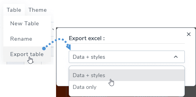 export-tabel