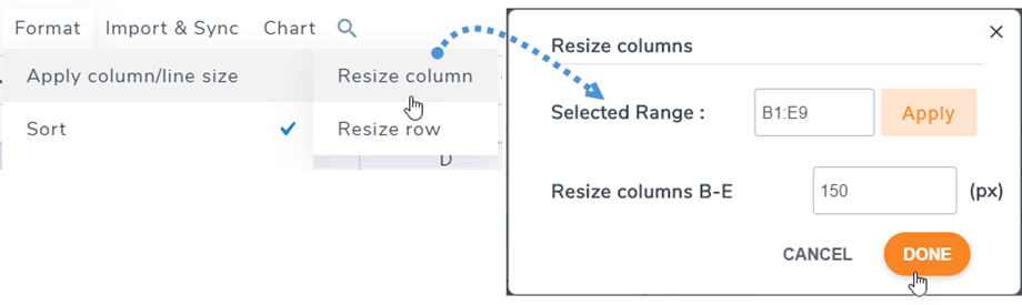 zmień rozmiar kolumny