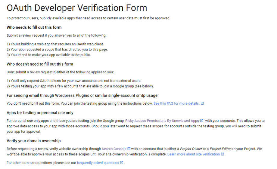 OAuth-Udvikler-Verifikation-Form