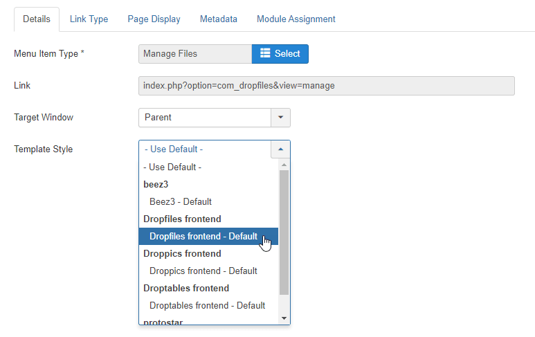 modelo de arquivo frontend