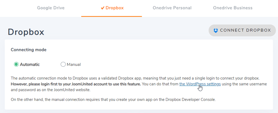 bağlantısız dropbox