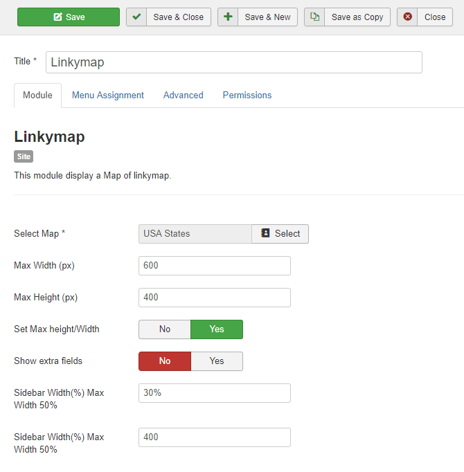 Linkymap-Modul-Einstellungen