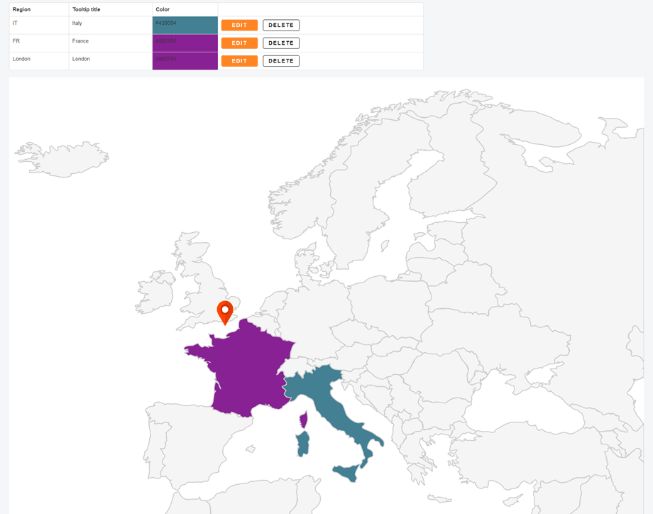 podgląd niestandardowej mapy