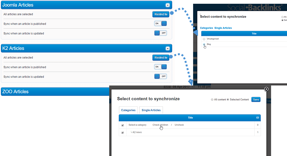 Content-selection-synchronization