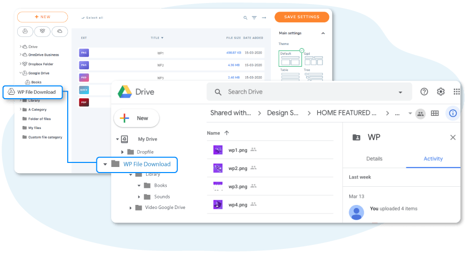 WordPress file manager: Synchronization to Google Drive