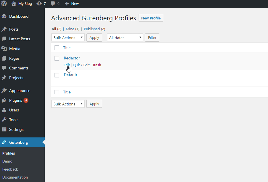 Gutenberg-profil-list
