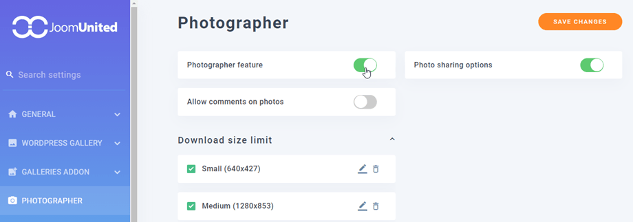 habilitar recurso de fotógrafo