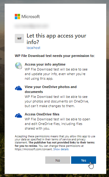 Toestaan ​​- OneDrive -toegang