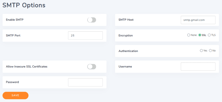 SMTP-indstillinger