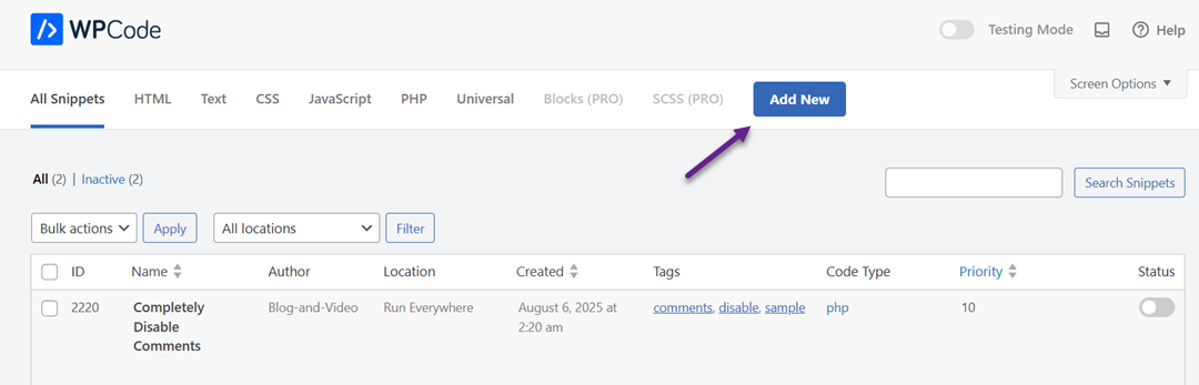 Adicionar novo snippet - Como adicionar imagens em destaque ou miniaturas de postagens no WordPress