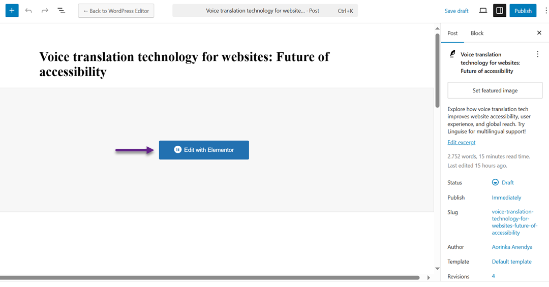 Editar com Elementor - Como adicionar imagens em destaque ou miniaturas de postagens no WordPress