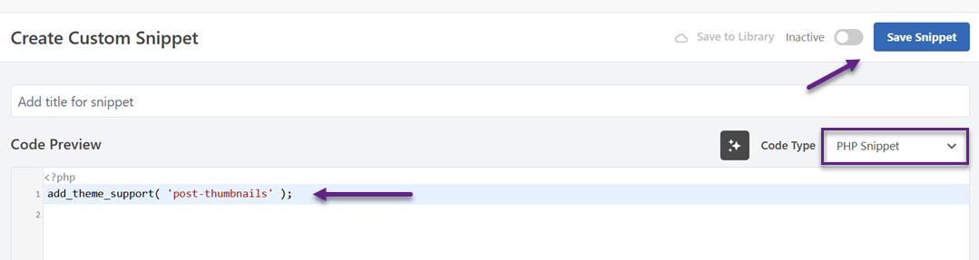 Código de entrada - Como adicionar imagens em destaque ou miniaturas de postagens no WordPress