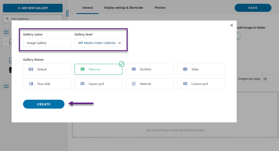 إنشاء معرض جديد
