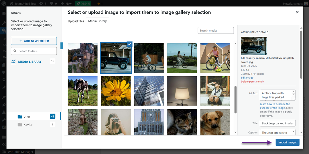استيراد الصور - كيفية إنشاء معرض صور في ووردبريس (خطوة بخطوة)