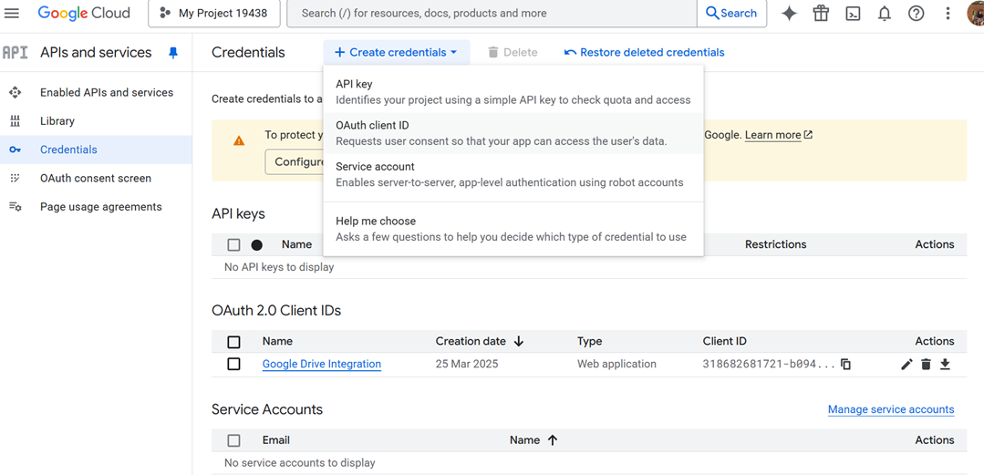 क्रेडेंशियल बनाएँ - वर्डप्रेस गूगल क्लाउड स्टोरेज - अपना मीडिया कैसे ऑफलोड करें
