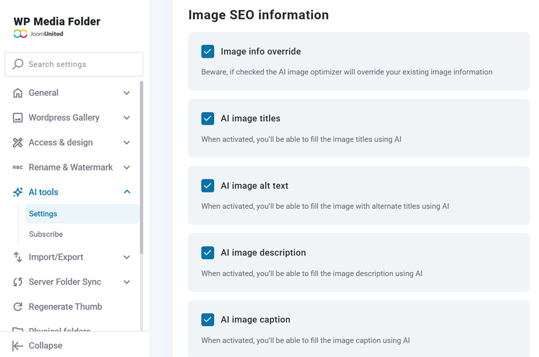 Informationen zur Bild-SEO – So generieren Sie automatisch Alt-Texte und Bildtitel mit den KI-Tools von WP Media Folder