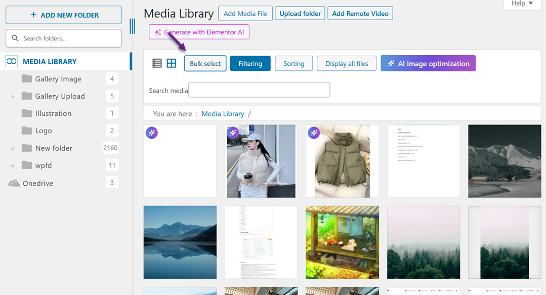 Selección masiva: Cómo optimizar masivamente los metadatos de imágenes existentes con WP Media Folder AI