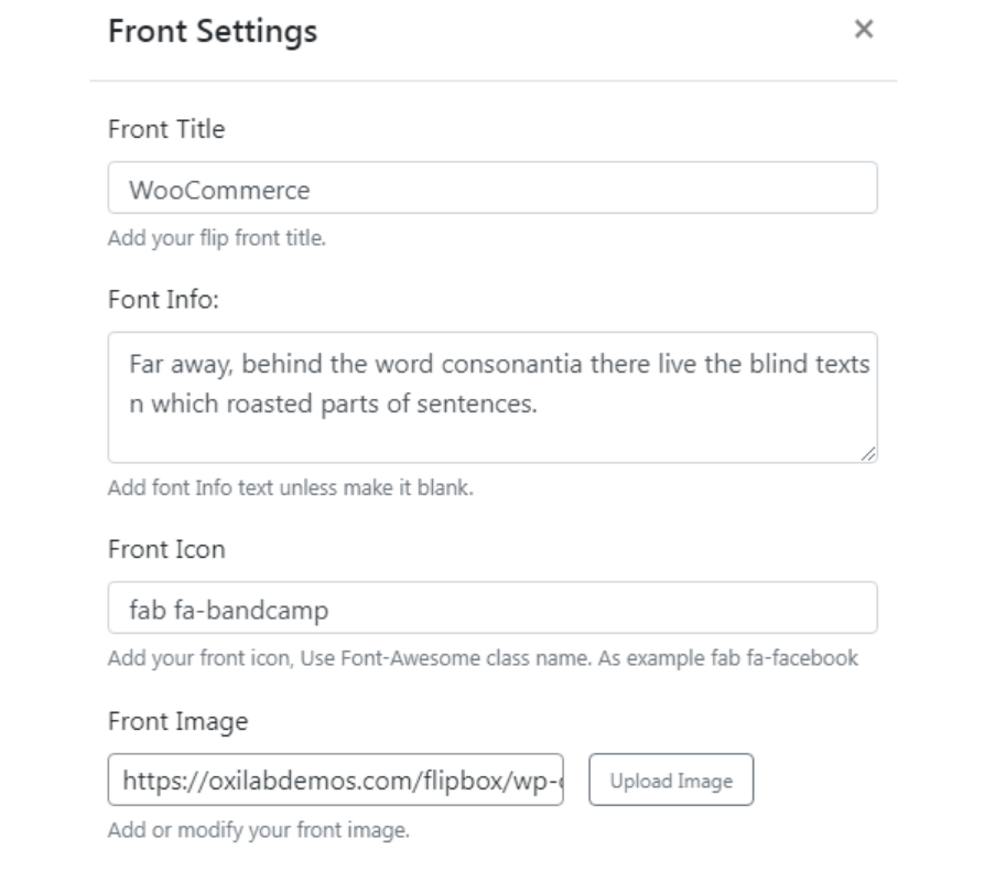 Customize the content for both the front and back of the Flipbox