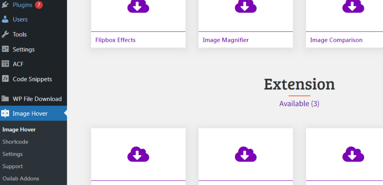 Image Hover menu in your dashboard