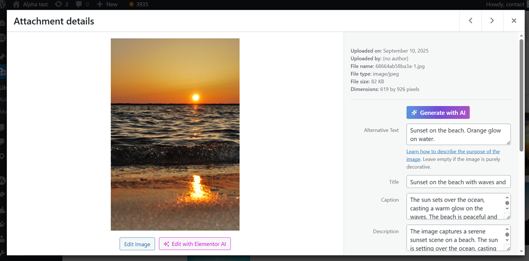 元数据已创建 - 如何使用 WP Media Folder AI批量处理现有的媒体库（无需手动操作）