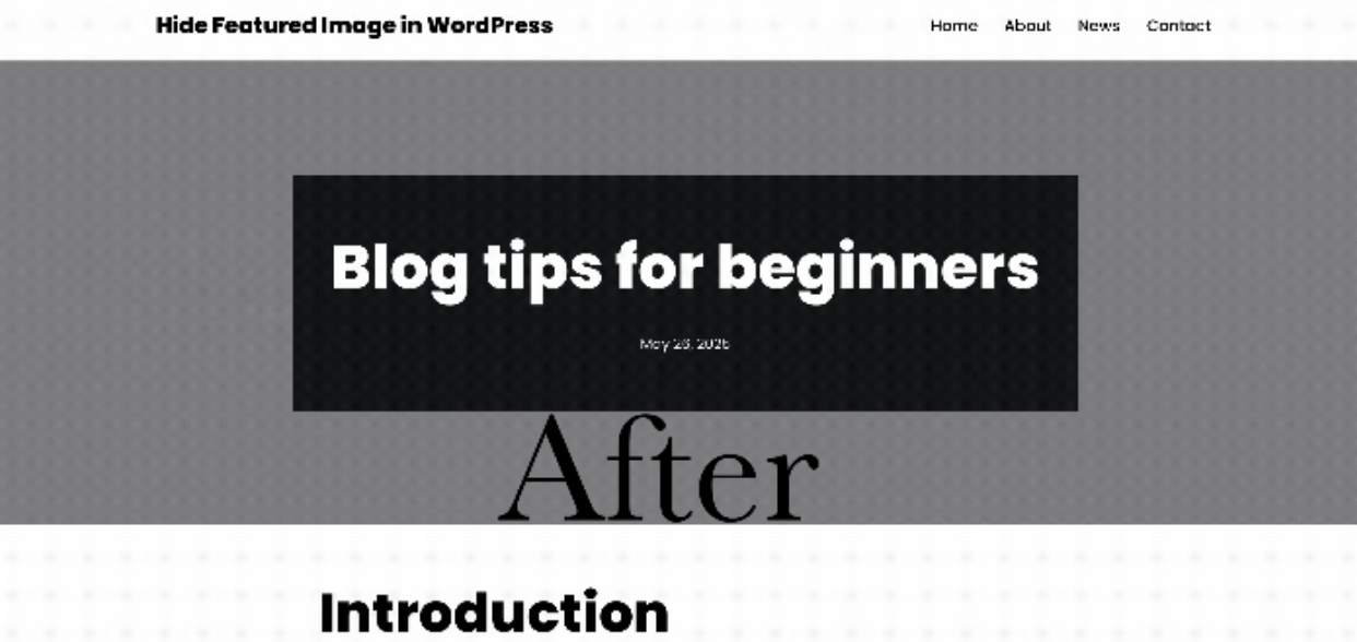 Сховати головне зображення в WordPress (Після)