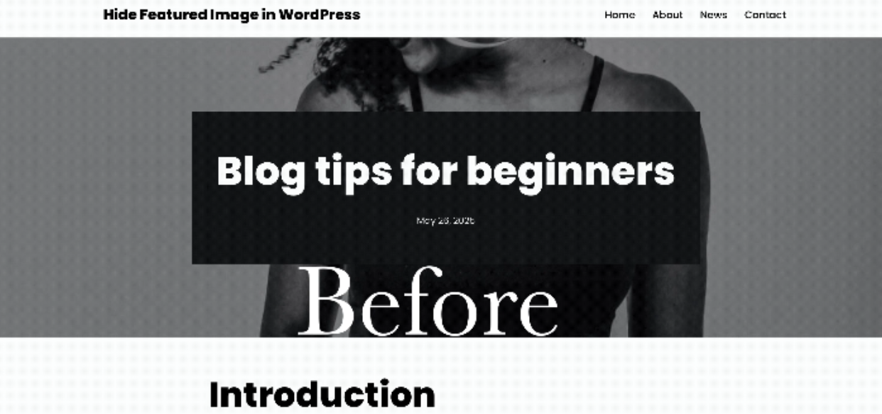 Сховати головне зображення в WordPress (До)