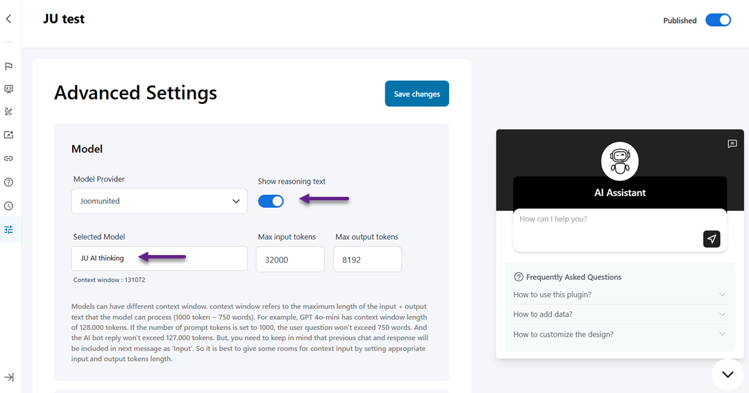 Выбранная модель JU AI Thinking - Как модели ИИ влияют на взаимодействие пользователей с сайтами WordPress